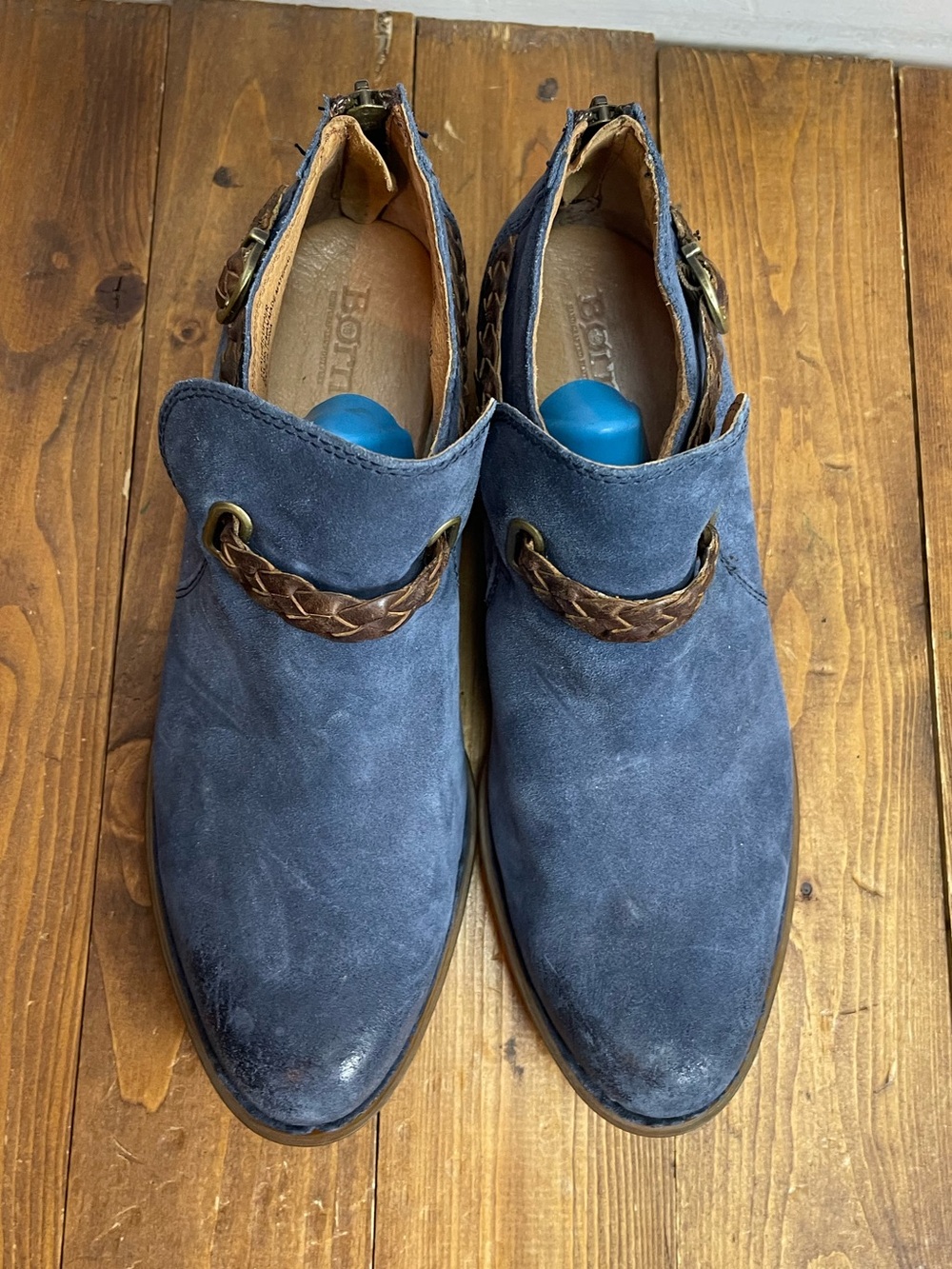 Born Sylvia blue suede booties Womens size 9M